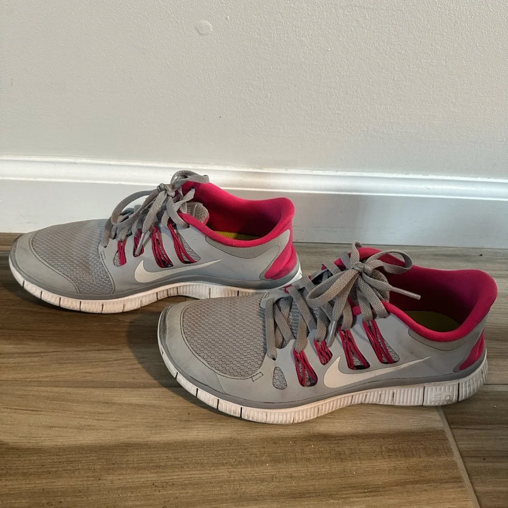 Nike Free 5.0+ Women's Athletic Sneakers in Gray and Pink Shoes